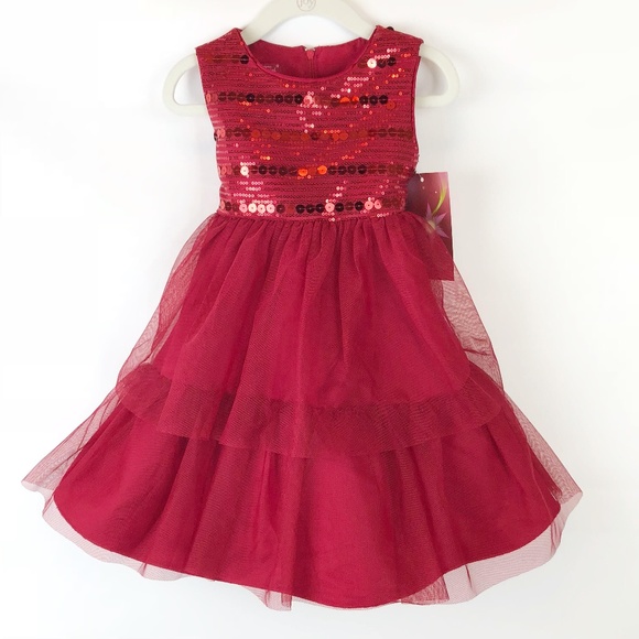 NWT Girls Red Sequin Bodice Tulle Dress Size 2T/3T - Picture 2 of 8